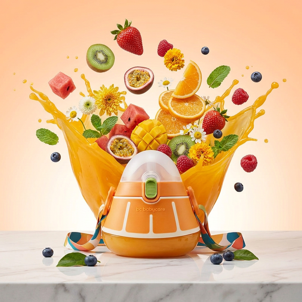 Gourde Enfant Paille Anti-Fuite — Avec Bandoulière & Fruits Design