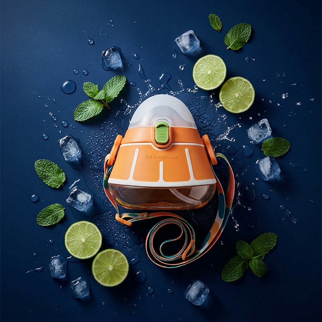 Gourde Enfant Paille Anti-Fuite — Avec Bandoulière & Fruits Design