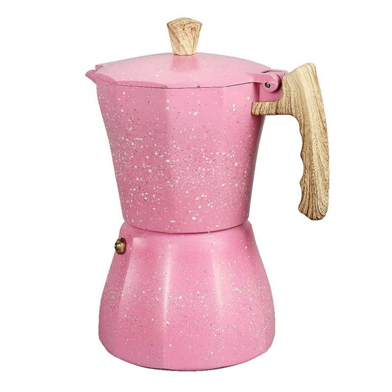 Cafetière italienne octogonale aluminium rose