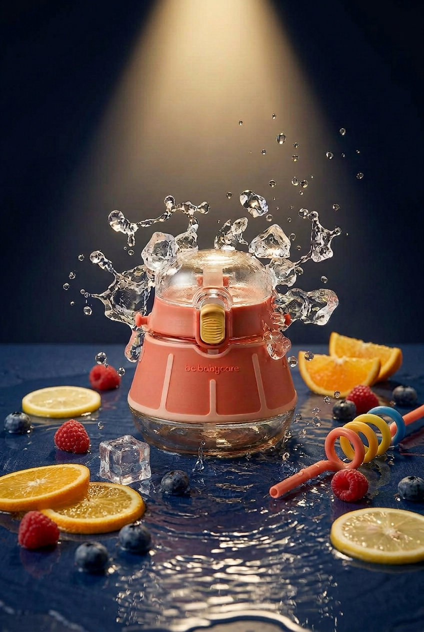 Gourde Enfant Paille Anti-Fuite — Avec Bandoulière & Fruits Design