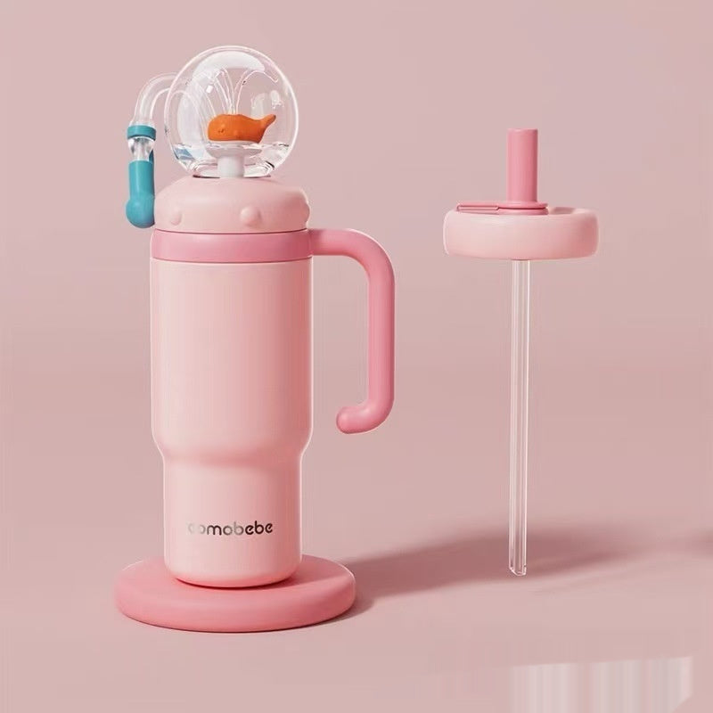 Gourde isotherme jet d'eau Glouglous rose uni