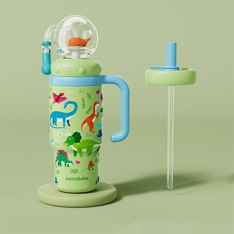 Gourde isotherme jet d'eau Glouglous motif dinosaures vert
