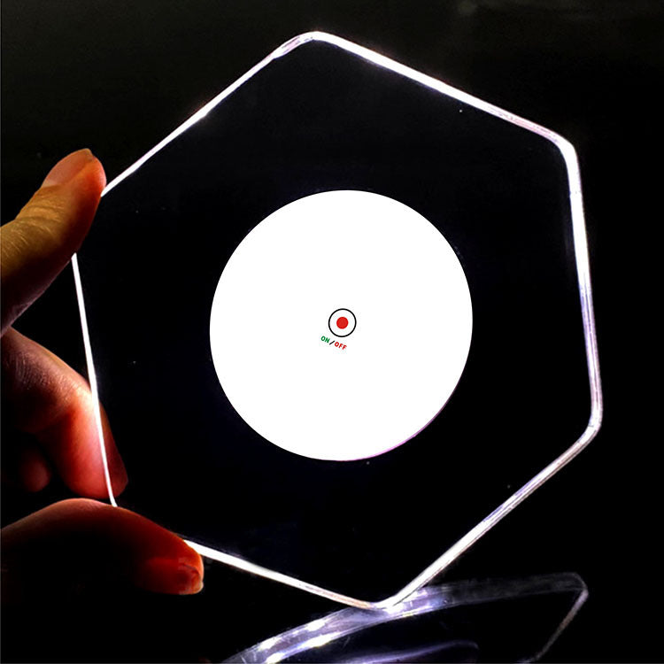 Sous-verre lumineux LED Glouglous motif hexagone