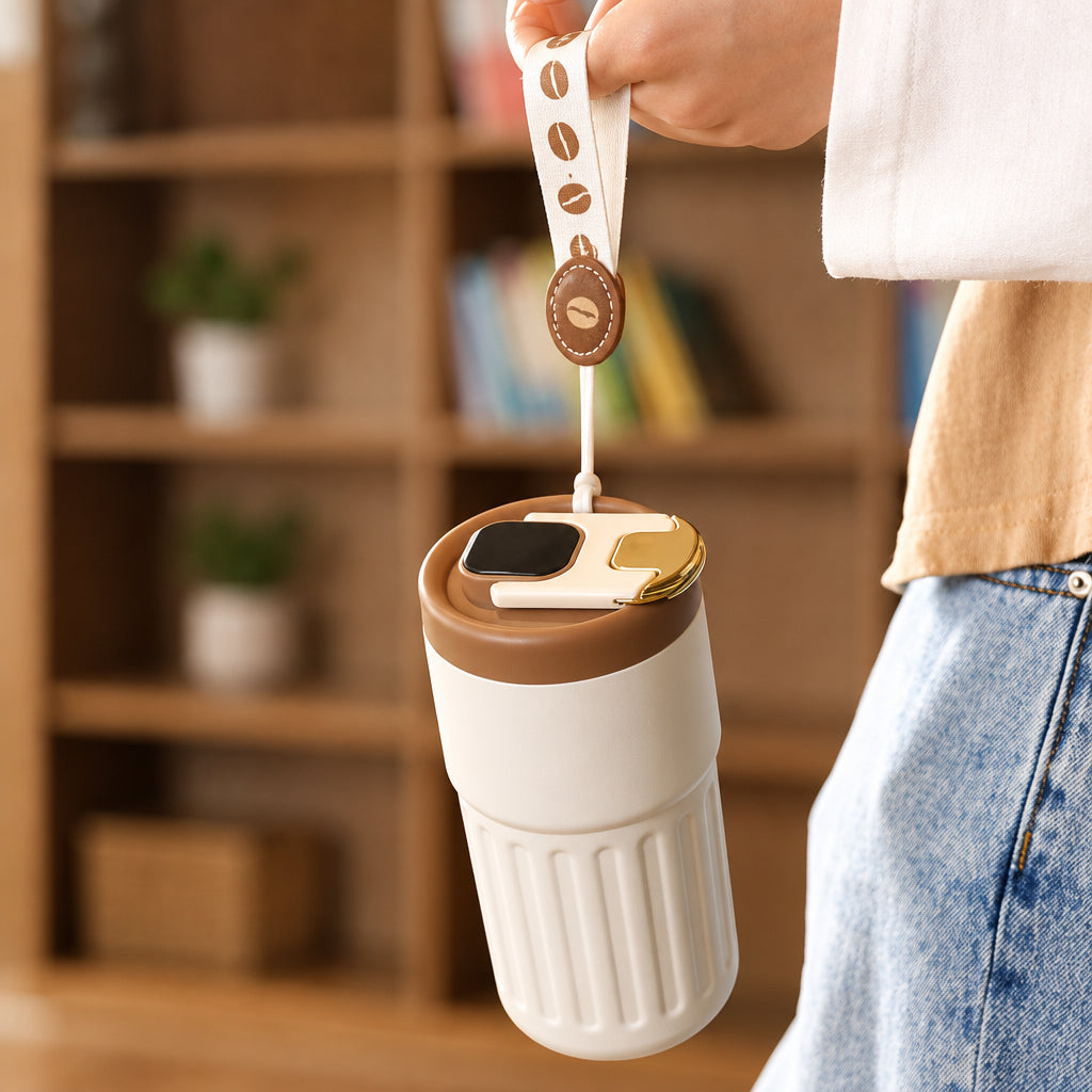 Gourde isotherme inox coloris café détail