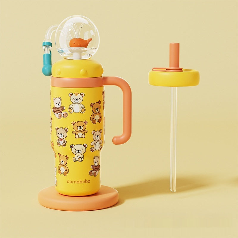Gourde isotherme jet d'eau Glouglous motif oursons jaune